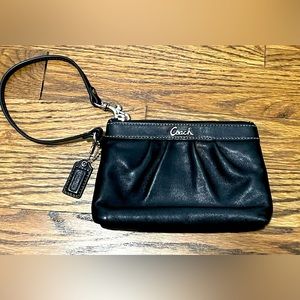 Black leather Coach wristlet